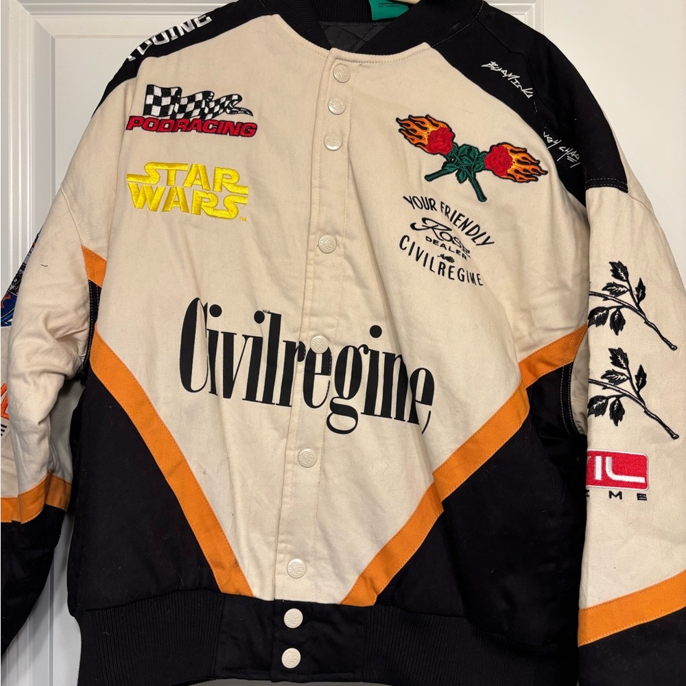 Civil Regime Black and Cream Bomber Jacket